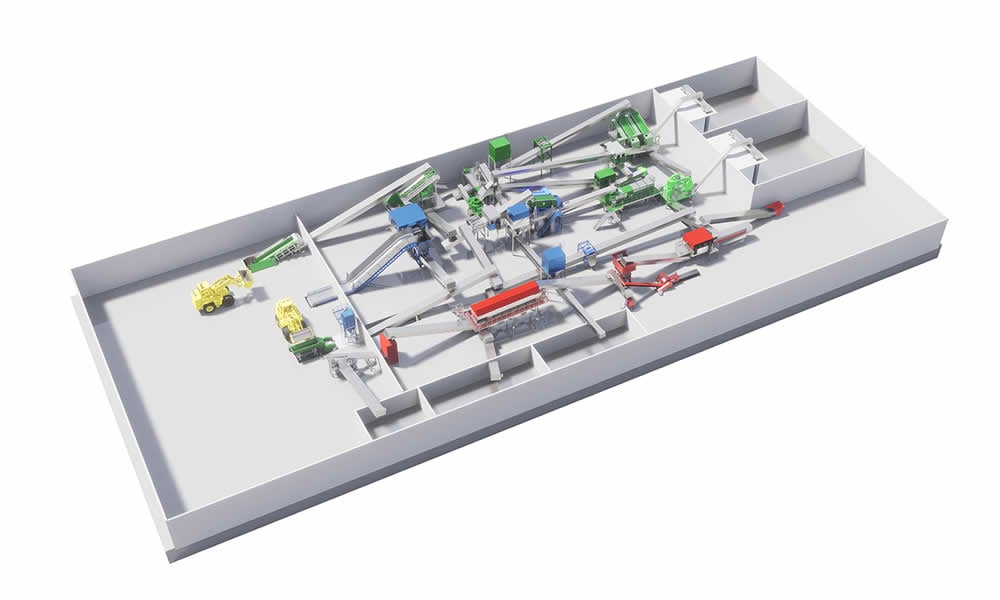 Sistema de tratamento de resíduos de construção