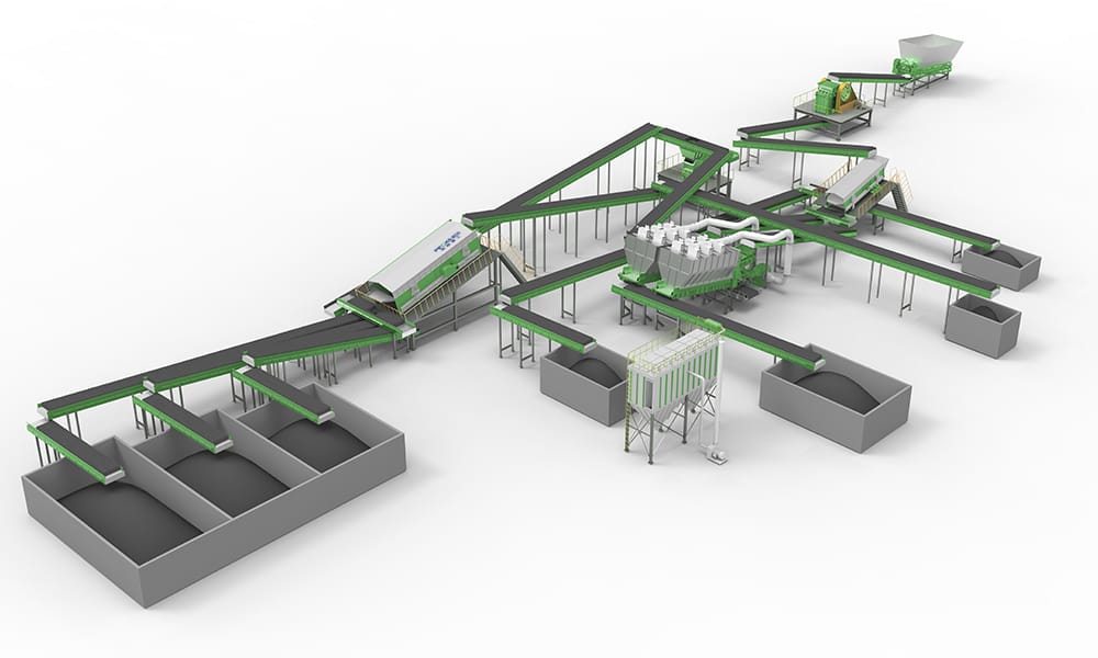 Sistema de tratamento de resíduos de construção