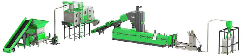 Sistema de reciclagem e granulação de plástico